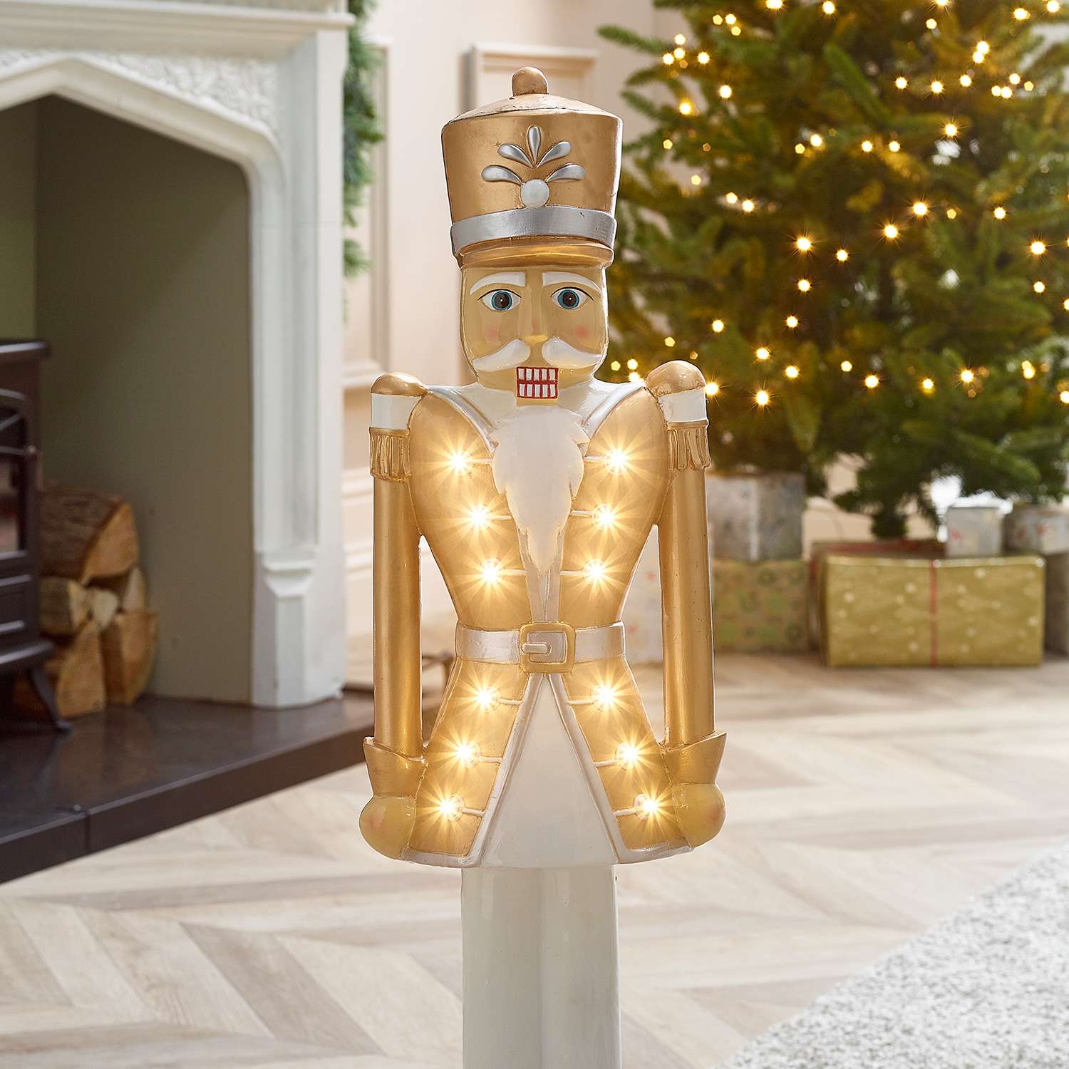 Norbert The 3ft Giant Gold Light Up Nutcracker - Indoor or Outdoor Christmas Decoration - Image 4