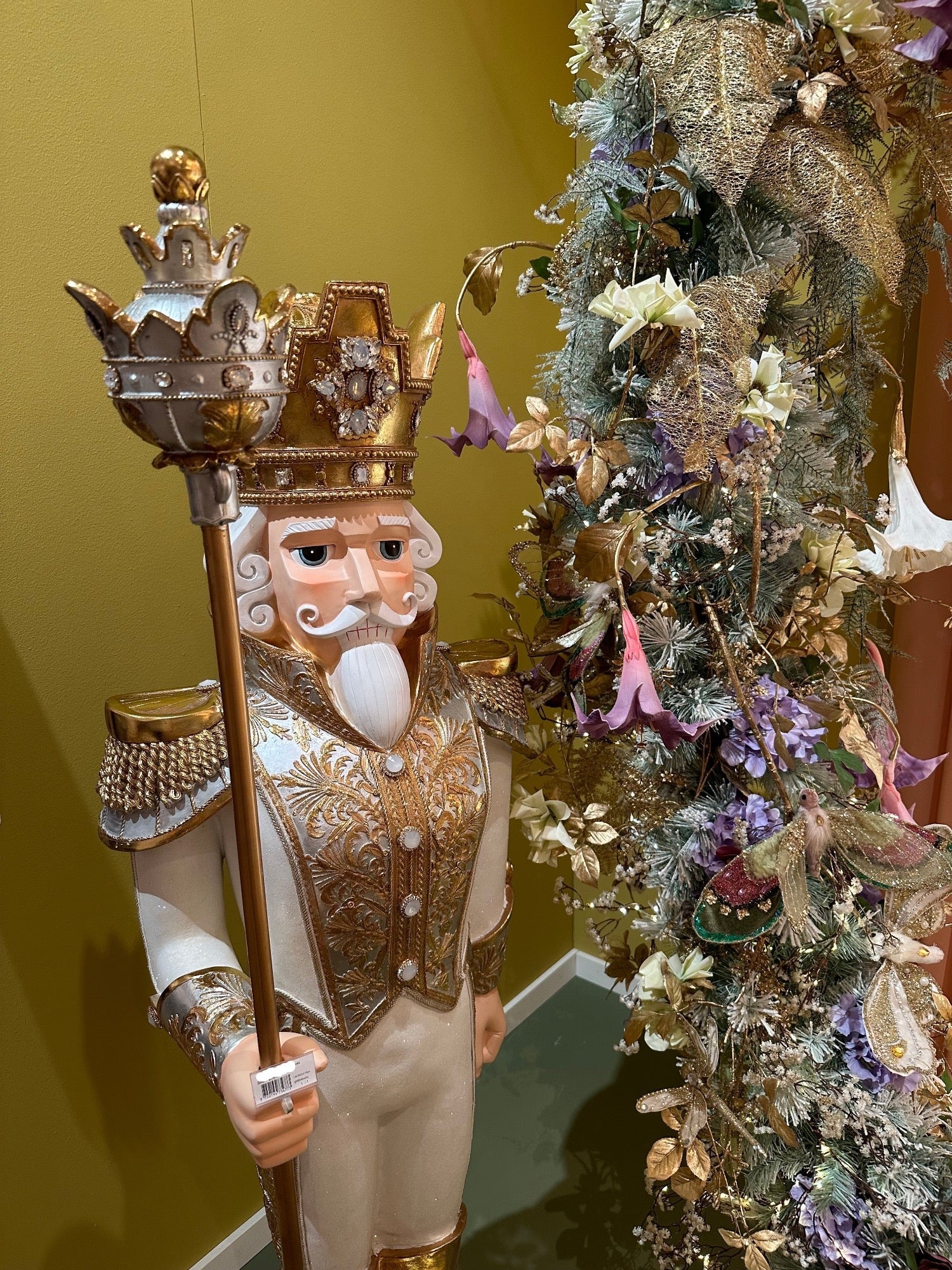 White & Gold Jewelled Giant Rustic Nutcracker - 178cm - Image 5