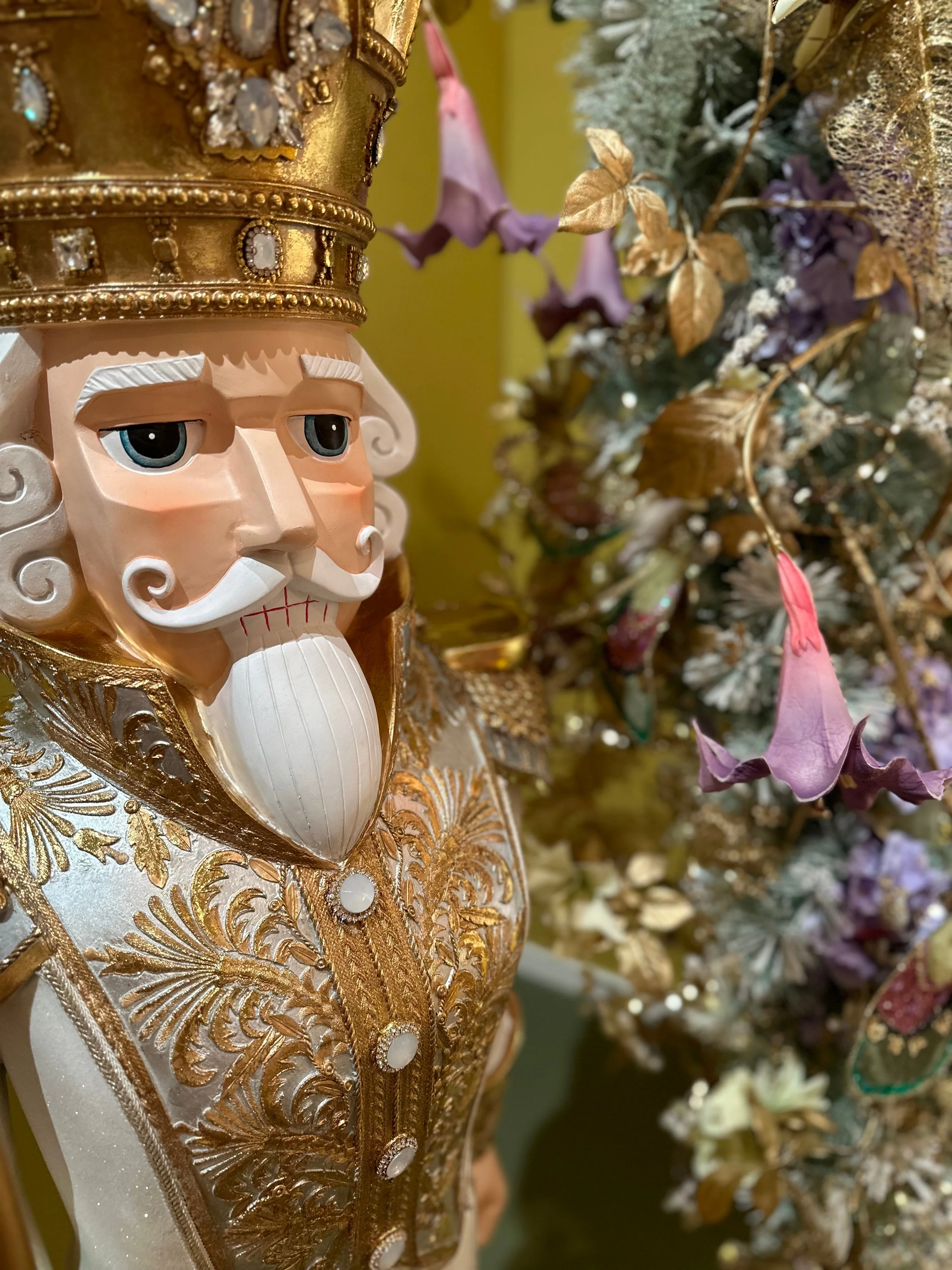 White & Gold Jewelled Giant Rustic Nutcracker - 178cm - Image 6