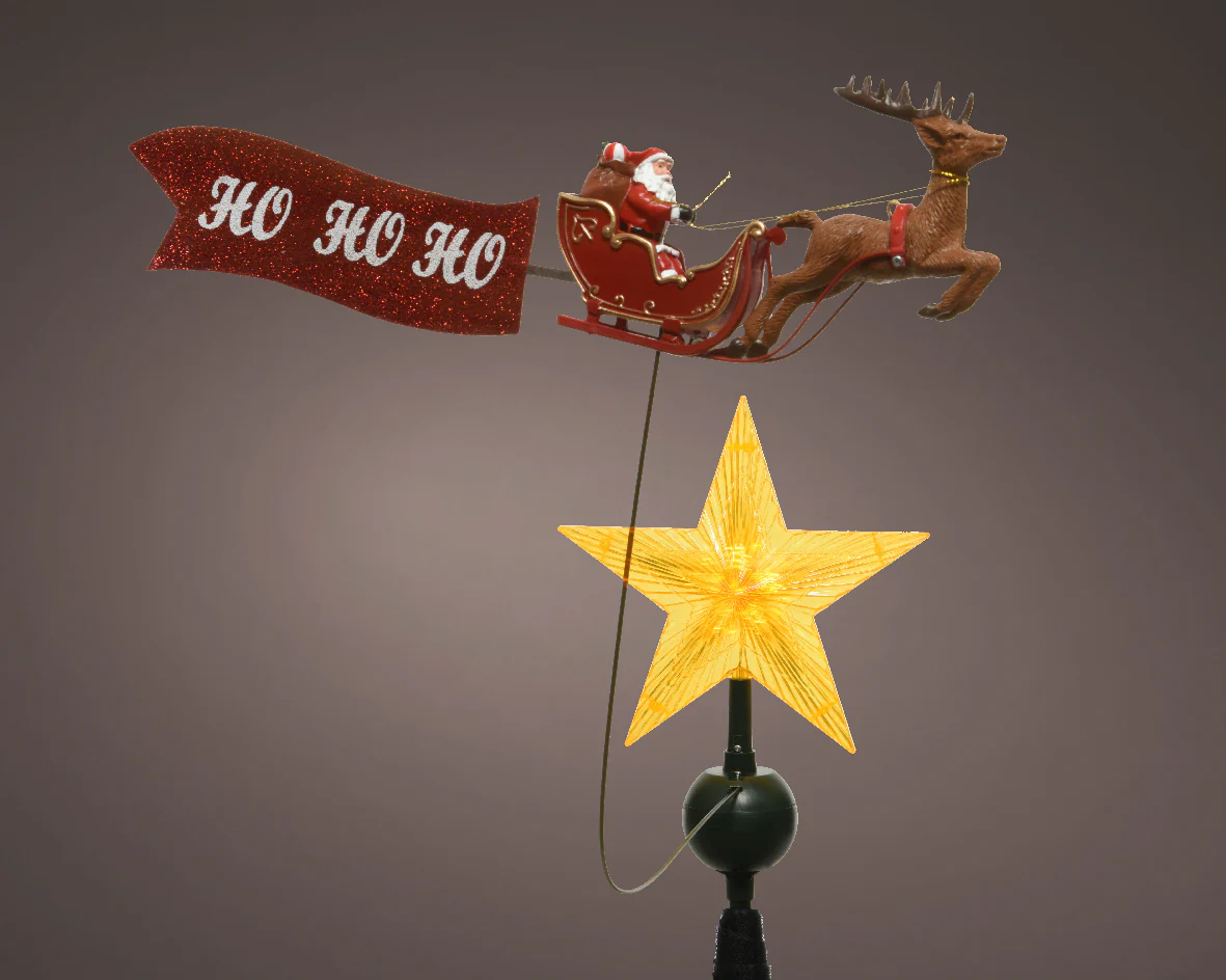 Light Up Star Treetopper with Moving Santa on Sleigh - Image 3