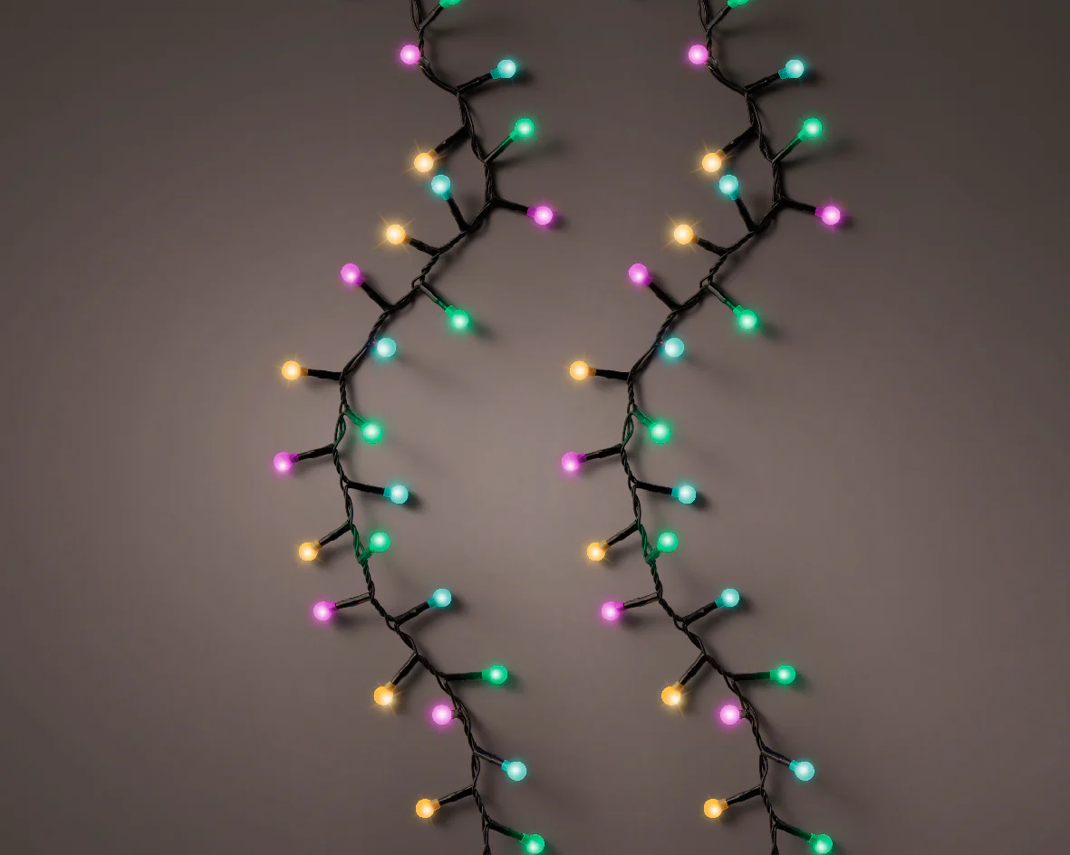 Multicoloured LED Cherry Compact Twinkle Outdoor Lights with 7.5m Black Cable - 350 LEDs - Image 3