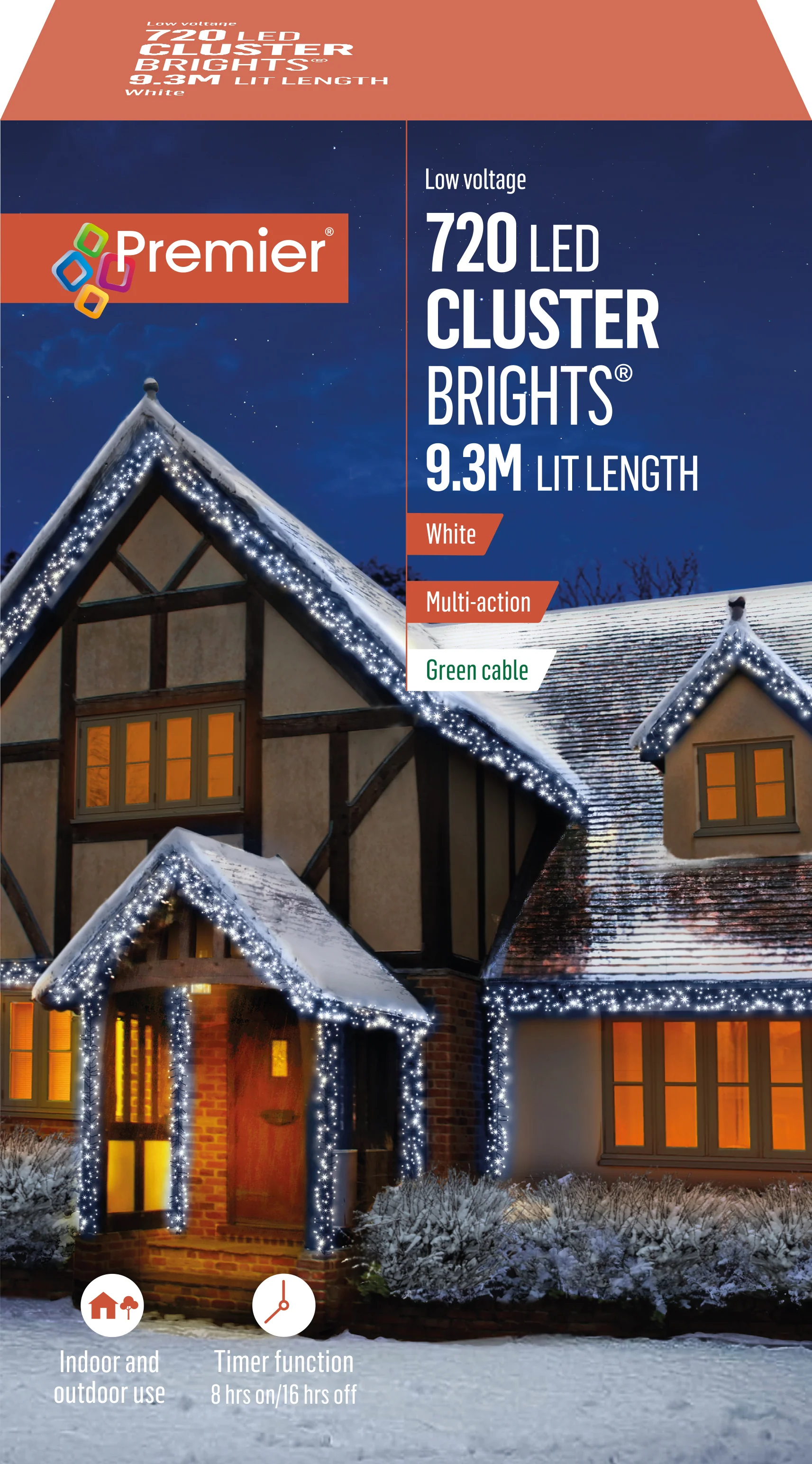 Premier - Cold / Cool White LED Multi Action Christmas Cluster Lights ClusterBrights Green Cable - Image 5