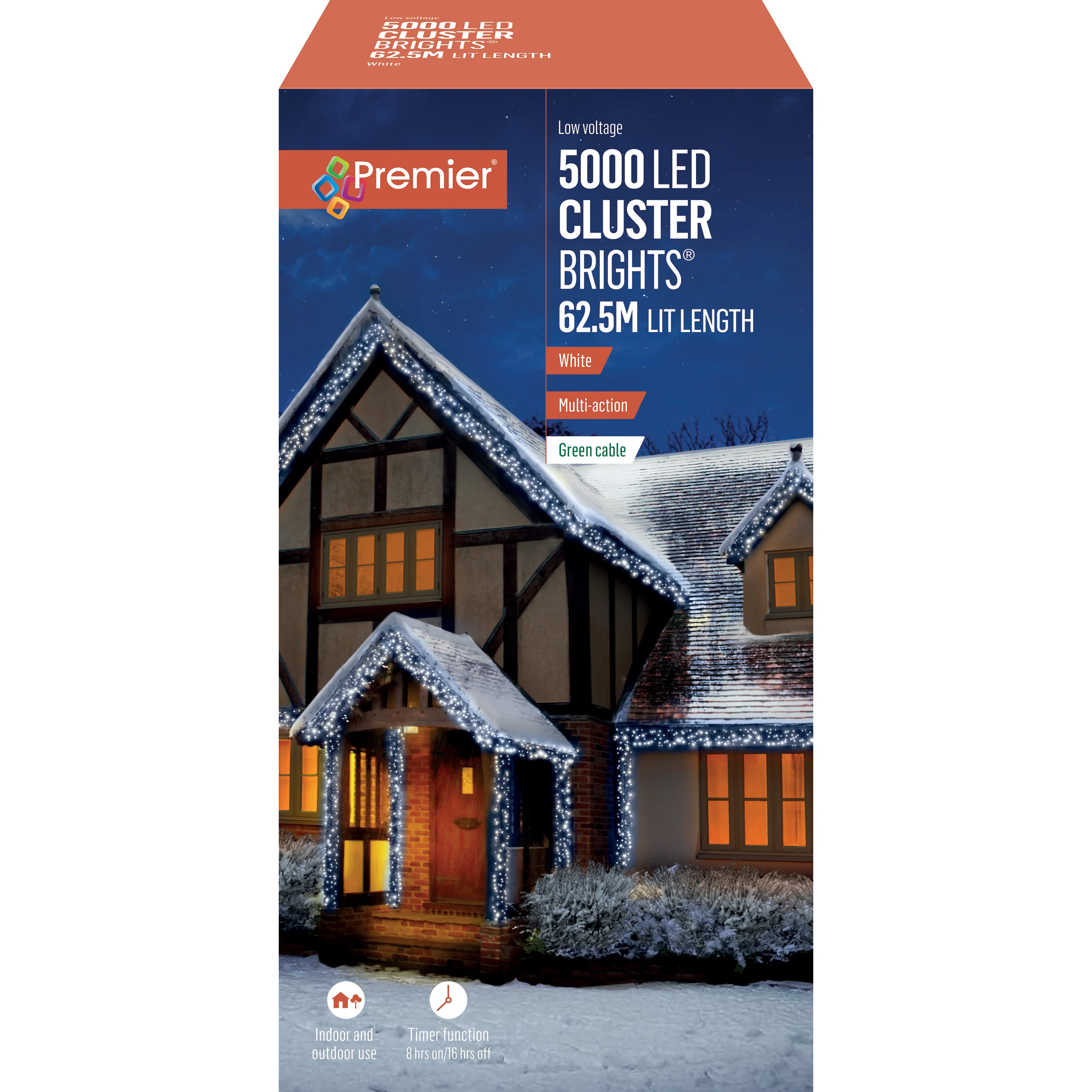 Premier - Cold / Cool White LED Multi Action Christmas Cluster Lights ClusterBrights Green Cable - Image 9