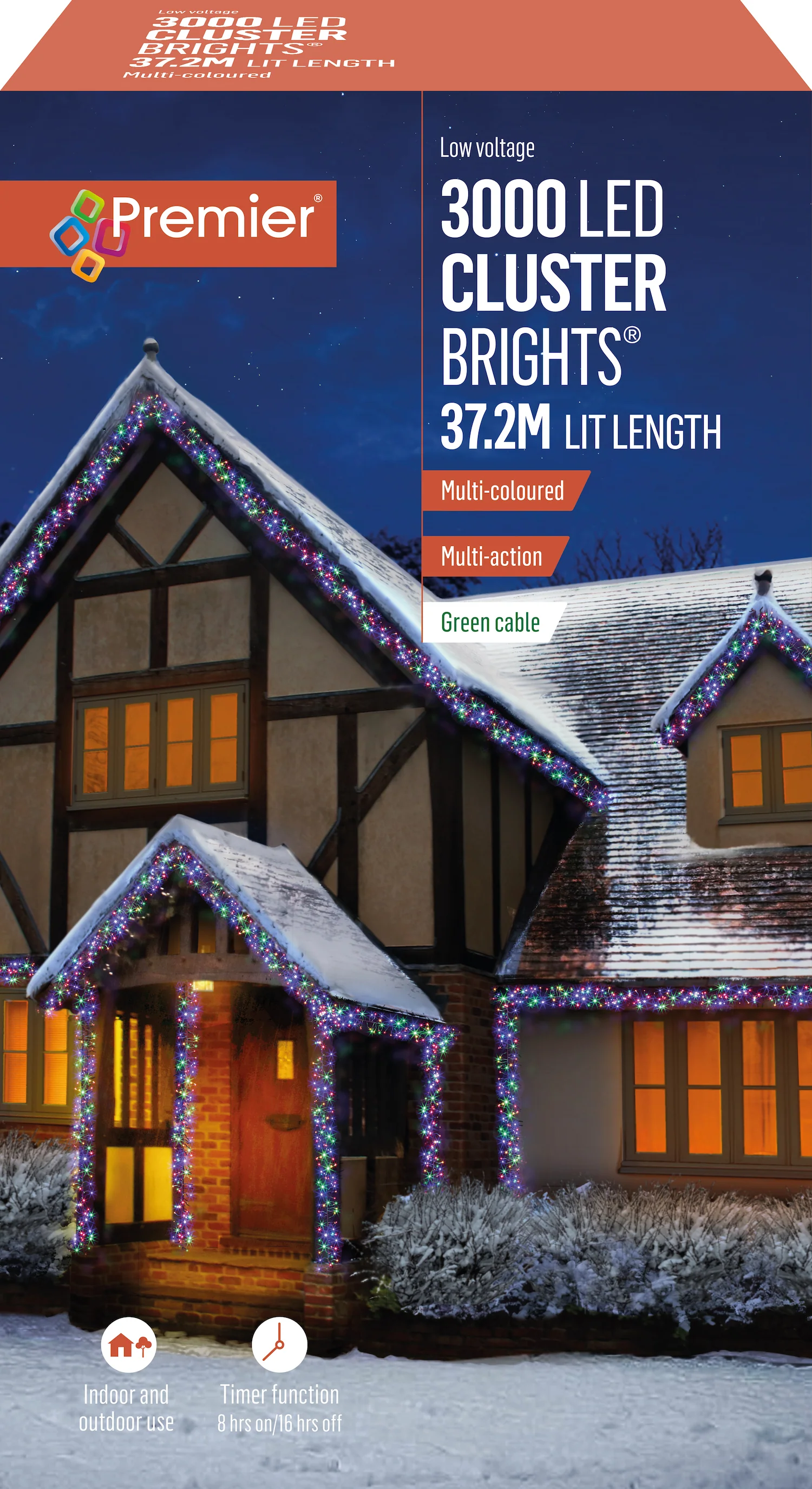 Premier Multi Coloured LED Multi Action Christmas Cluster Lights Cluster Brights - Image 9