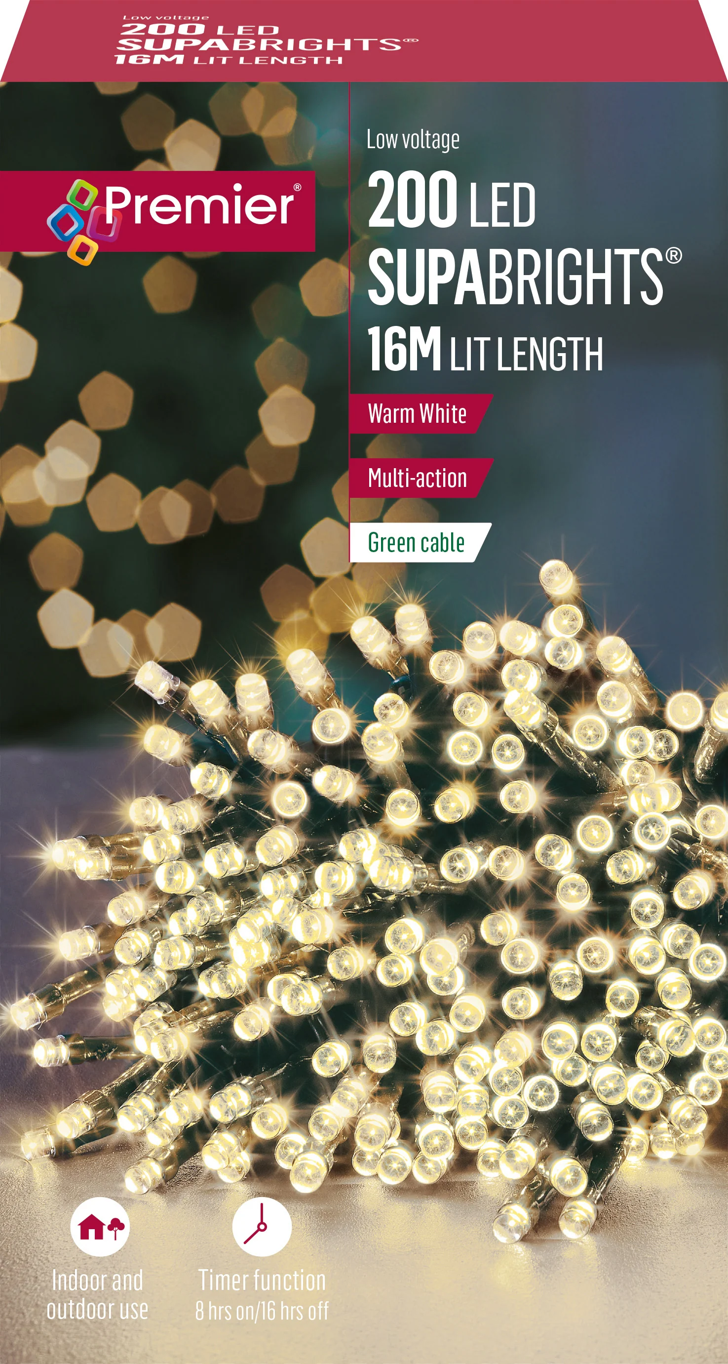 Premier - Warm White LED Multi Action SupaBrights Christmas Lights - Image 3