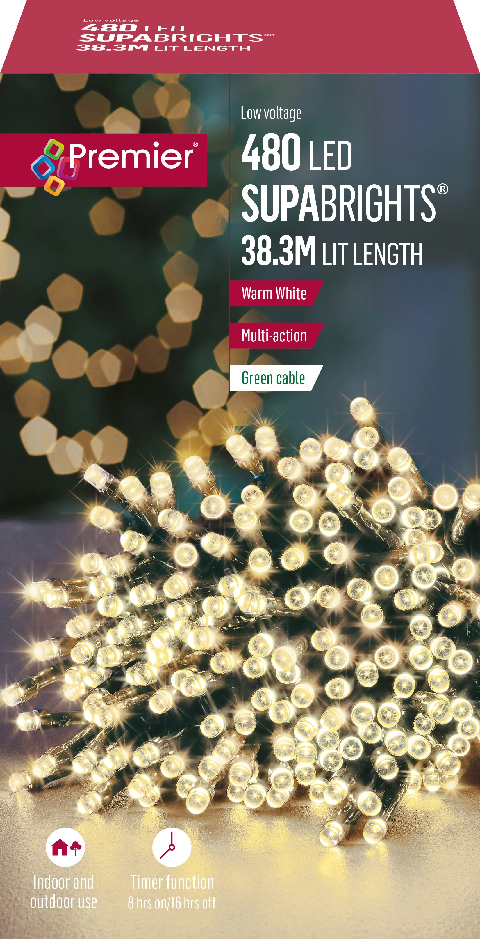 Premier - Warm White LED Multi Action SupaBrights Christmas Lights - Image 6