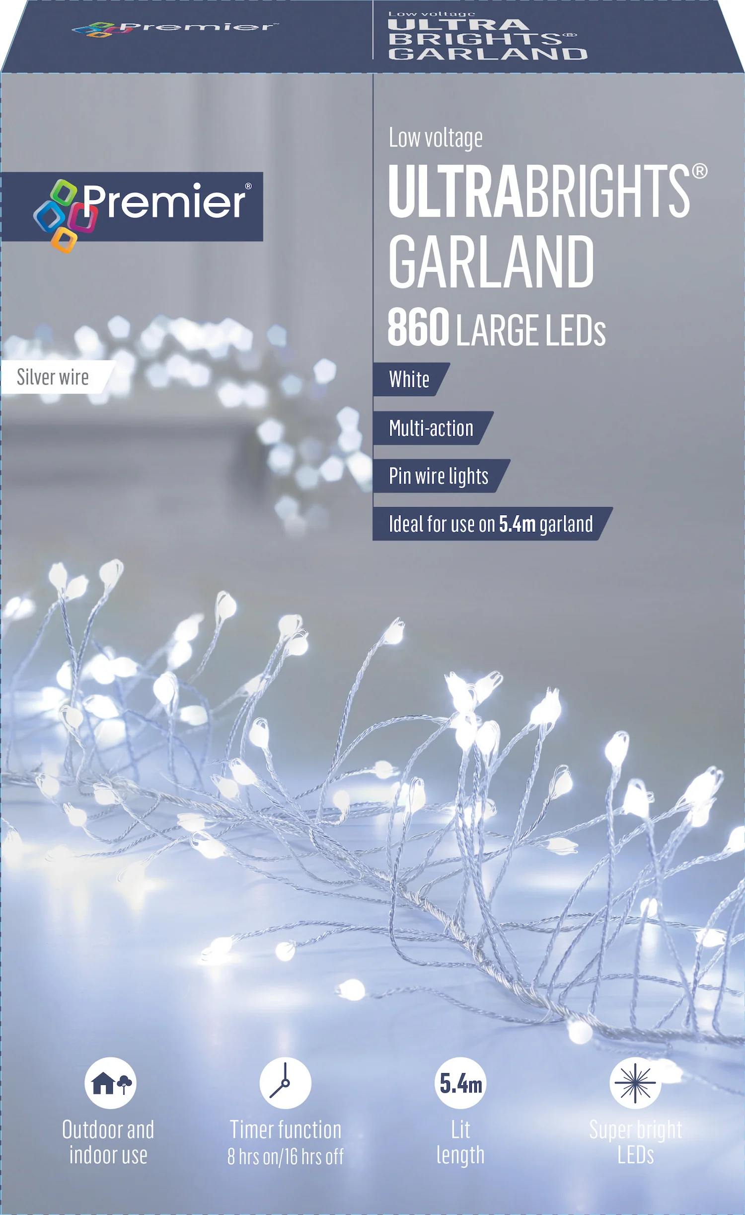 Premier Multi Action Silver Ultrabrights LED Garland - Image 3